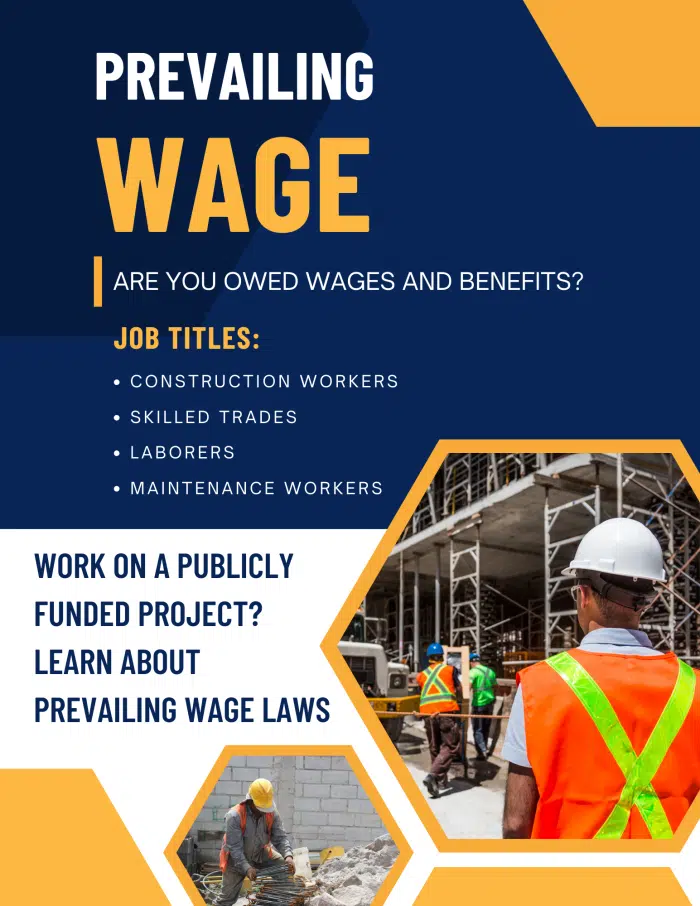 Infographic explaining prevailing wage rates for public works projects